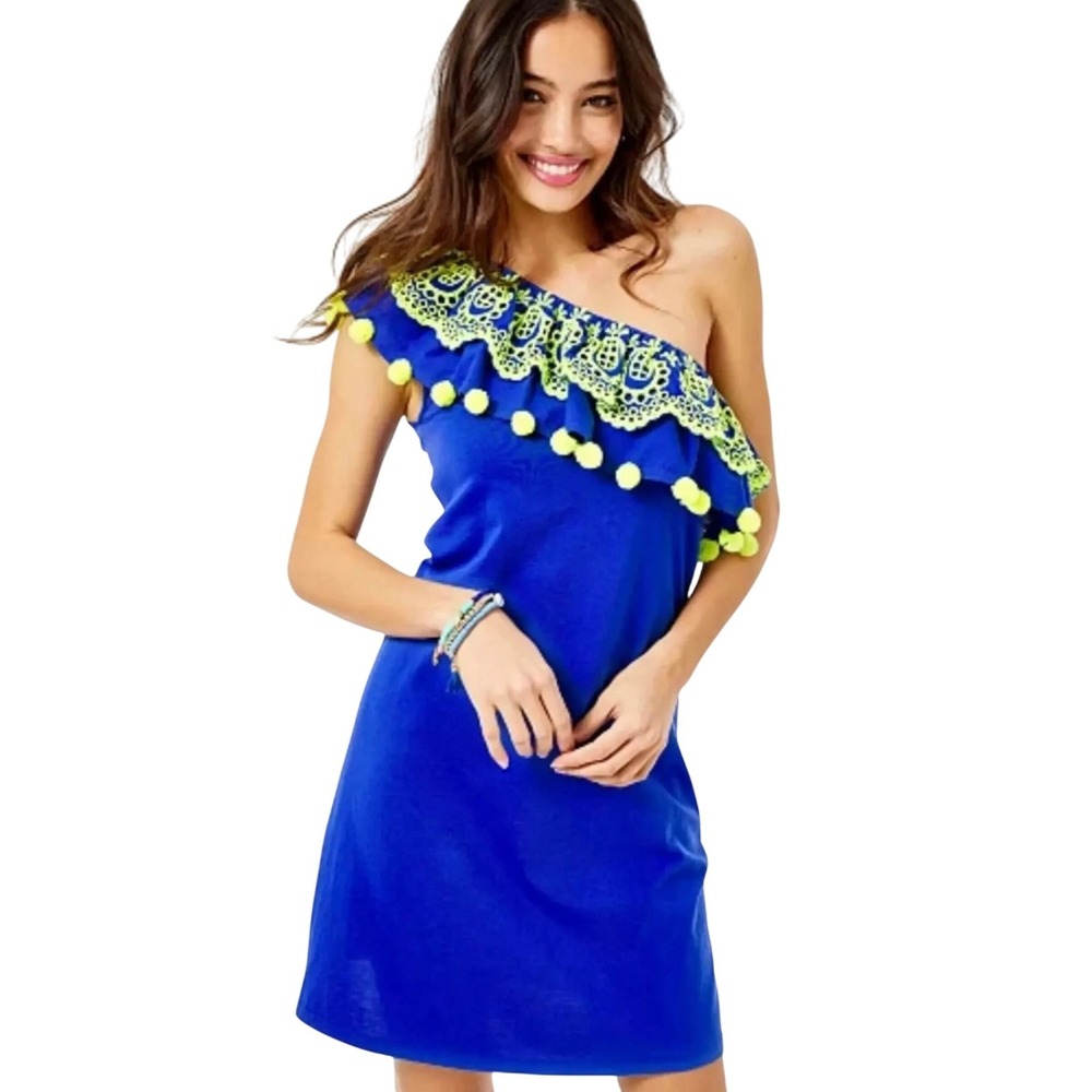 Lilly Pulitzer NWOT Idara One-Shoulder Pima Cotton Dress - Size S
